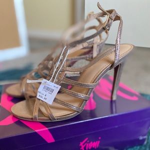 Rose gold strapy heels